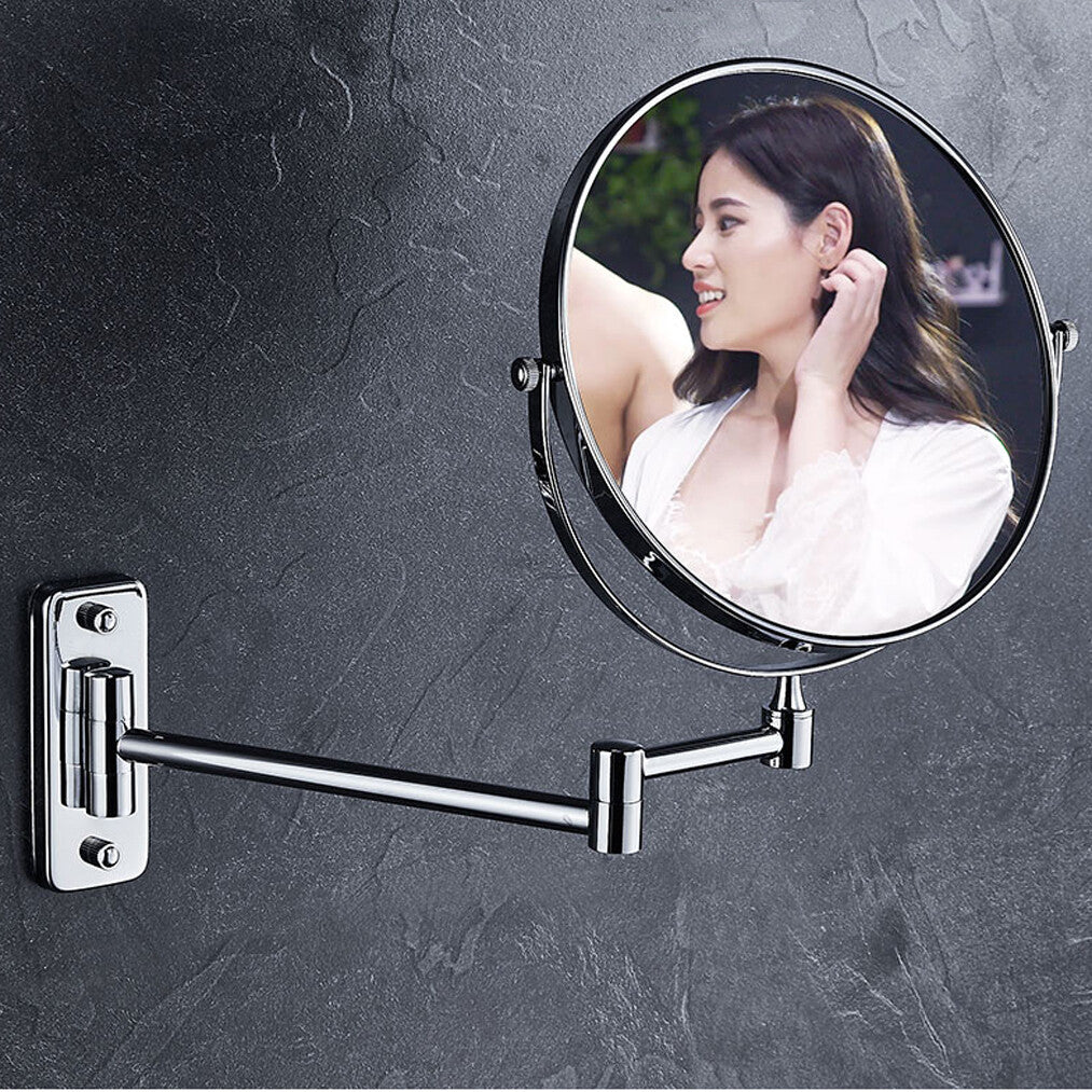 10X Wall Mounted Makeup Mirror with 12-Inch Swing Arm - Polished Chrome Finish