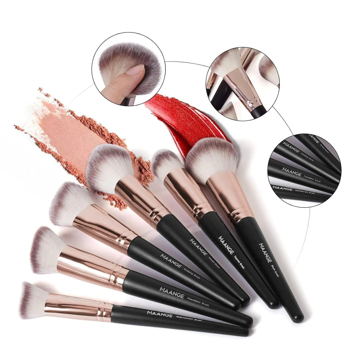 Professional 18-Piece Makeup Brush Set with Travel Case - Synthetic Face Kabuki Kit