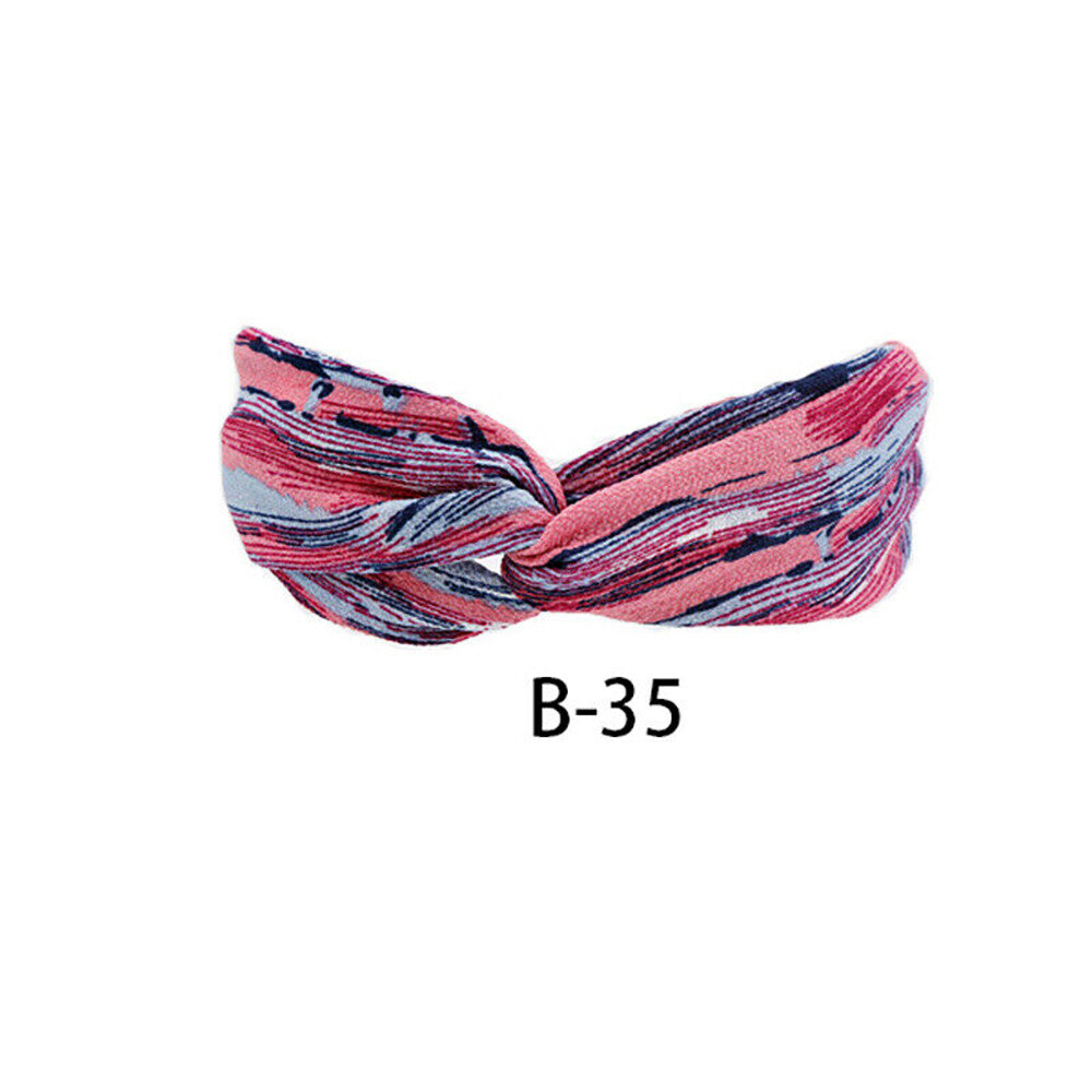 Multicolor Boho Floral Twist Knot Headband - Elastic Hair Wrap Turban