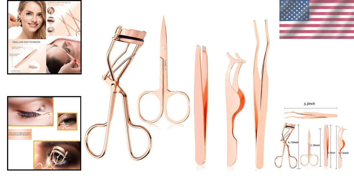 5-Piece Stainless Steel Eyelash & Eyebrow Grooming Kit for Women