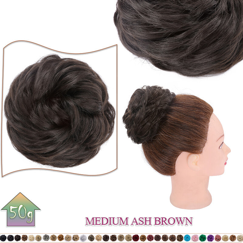 Curly Messy Bun Hair Extension Scrunchie Natural Updo Thick Human Hair