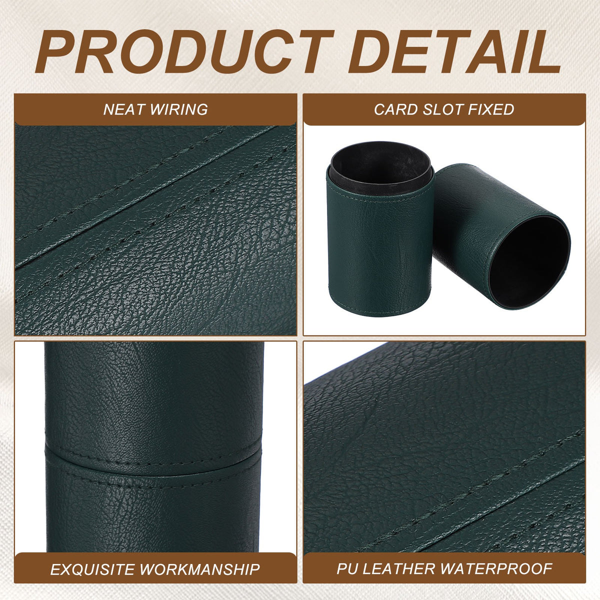 8.07-Inch Portable Makeup Brush Holder Waterproof PU Leather Organizer Dark Green