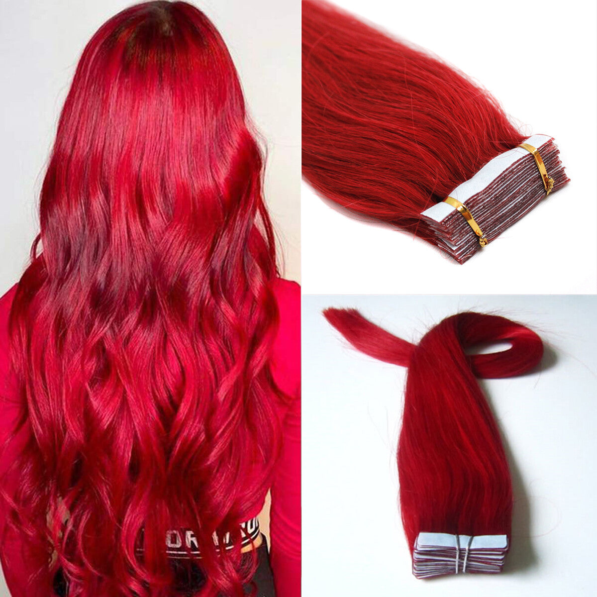 Remy Hair Tape-In Extensions Full Head 40pc Natural Straight Human Hair
