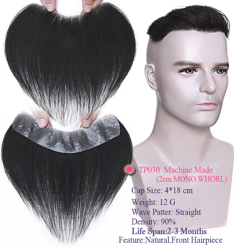Men's Thin Skin Hair Replacement Toupee Human Hair System with Full PU Base