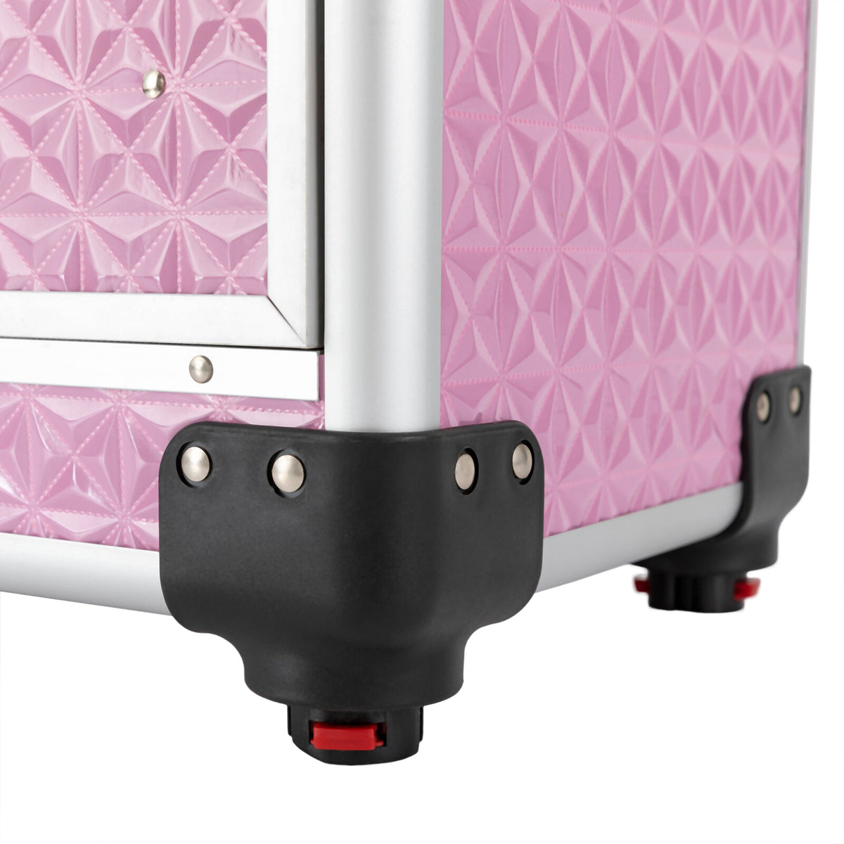 Rolling Makeup Train Case with 7 Compartments and Lockable Drawers