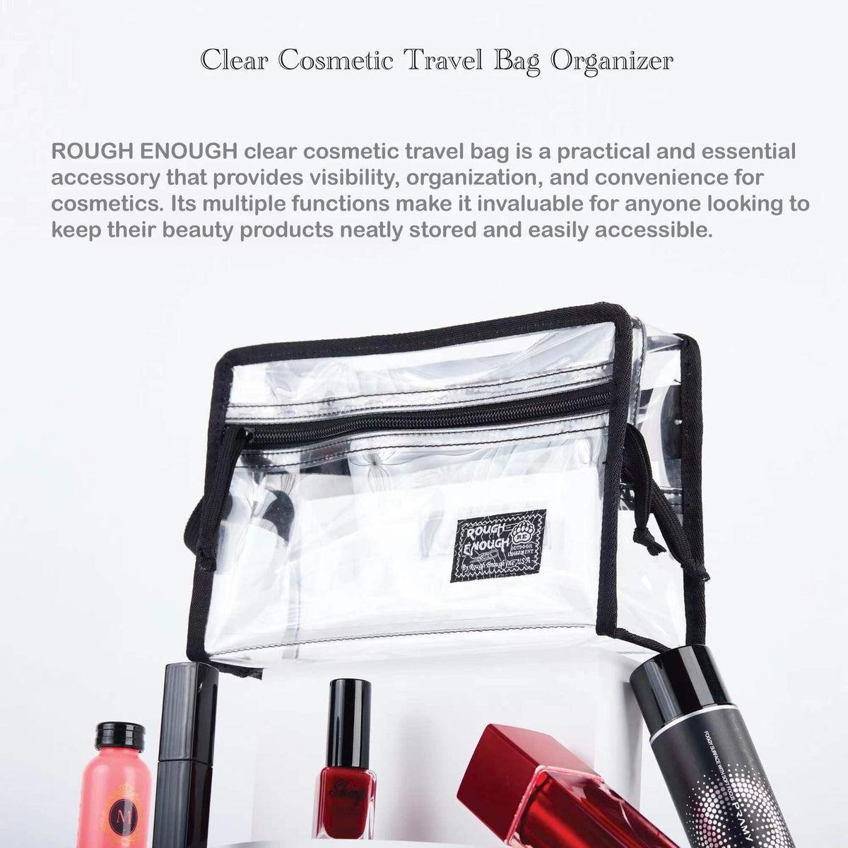 Clear Waterproof Toiletry Bag for Travel Cosmetics & Grooming - 8.5x3.5x5.5 Inches