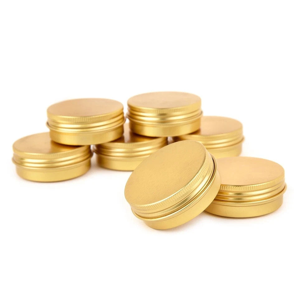 1 oz Aluminum Metal Tin Containers with Lids - Gold, 48 Pack