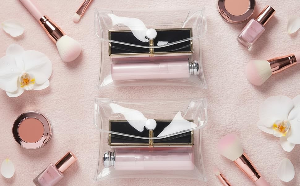 Mini Clear PVC Makeup Bags Set of 2 Travel Cosmetic Organizer Pouches
