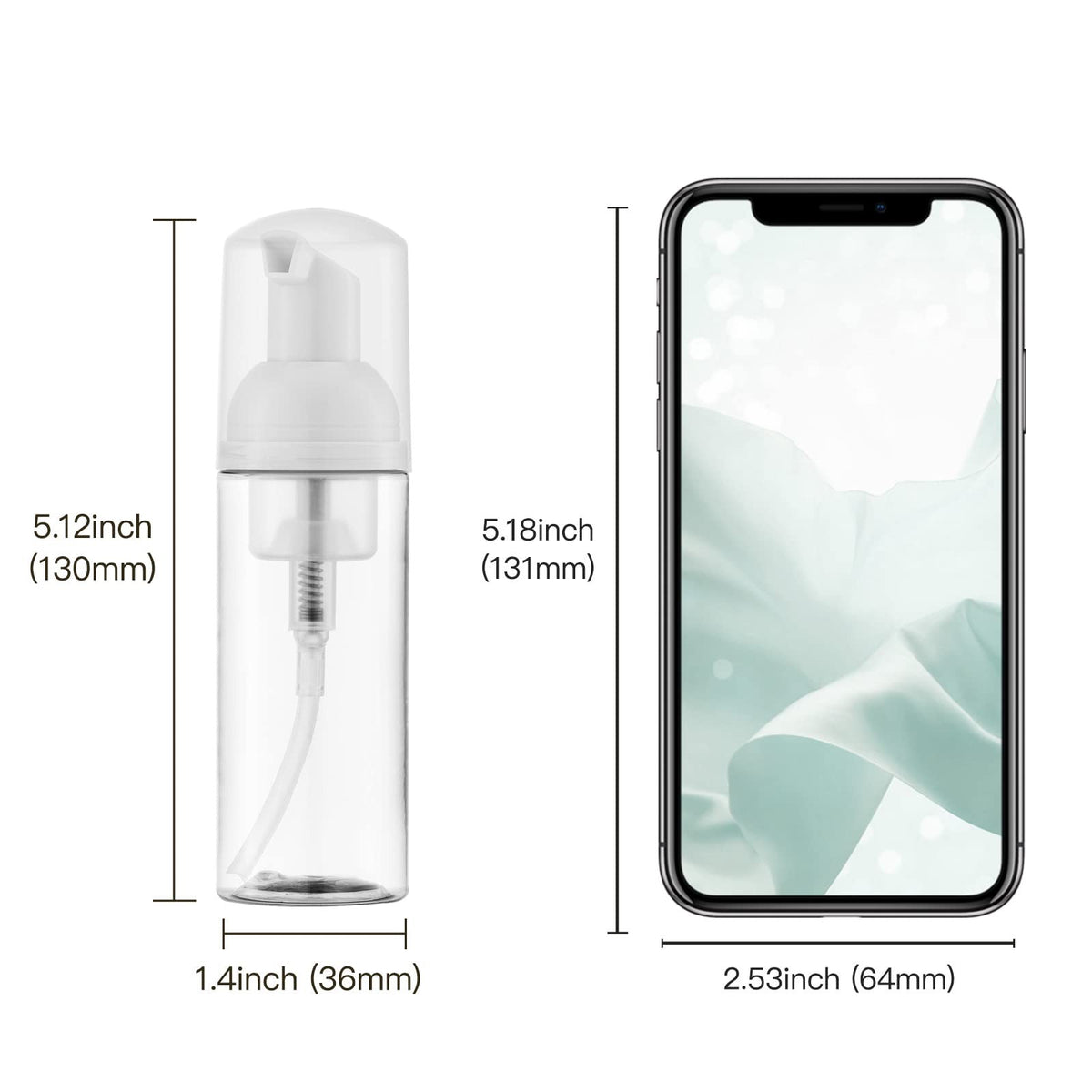 3-Pack 2oz Clear Foam Pump Bottles Travel Dispensers - Leak-Free, Reusable