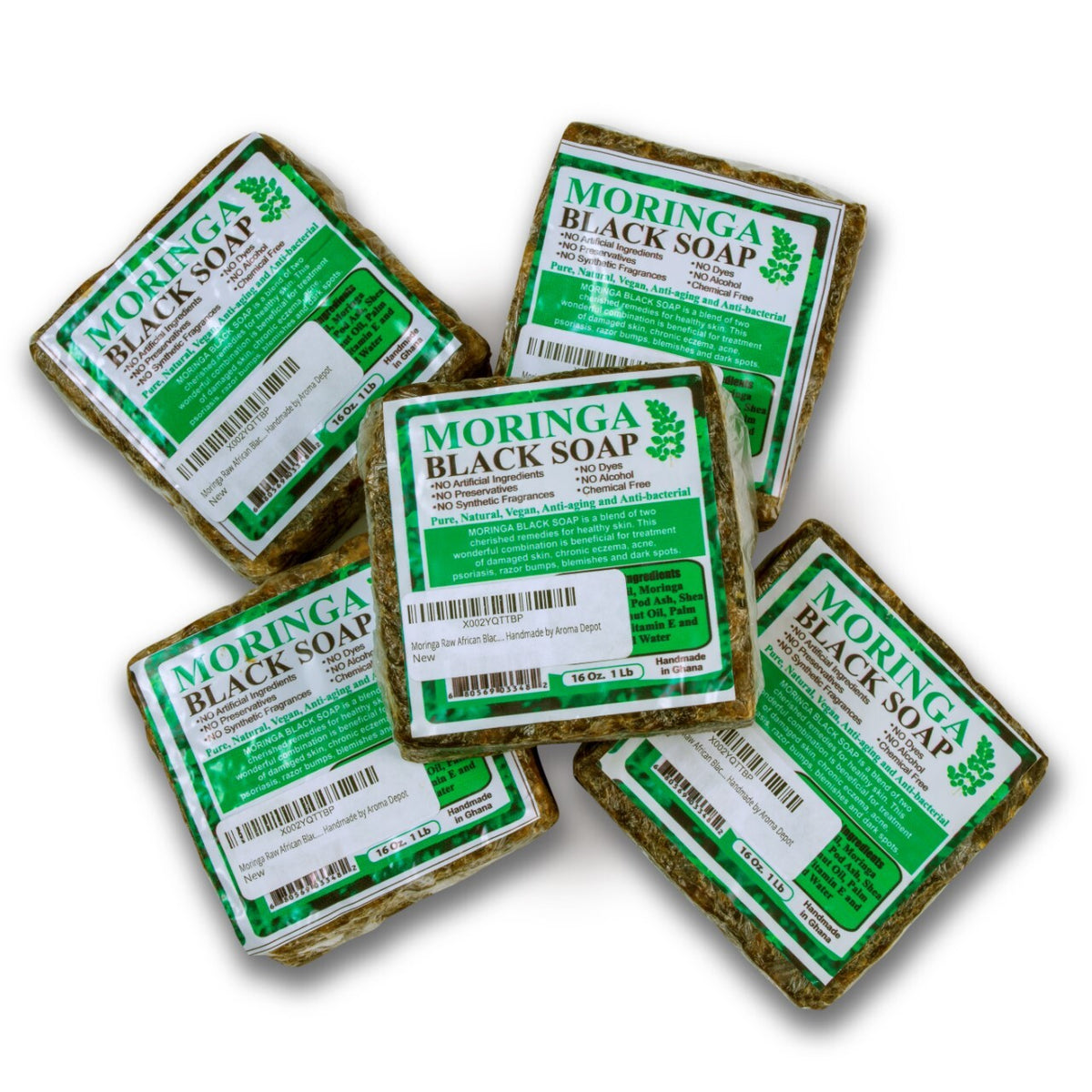 Moringa Black Soap Herbal Organic Vegan Unrefined Natural Skin & Hair Care