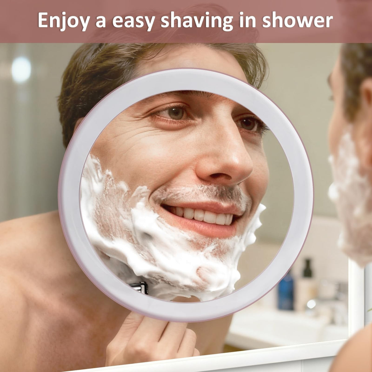 8 Inch Magnifying Mirror with 5X Magnification and Suction Cups for Travel & Grooming