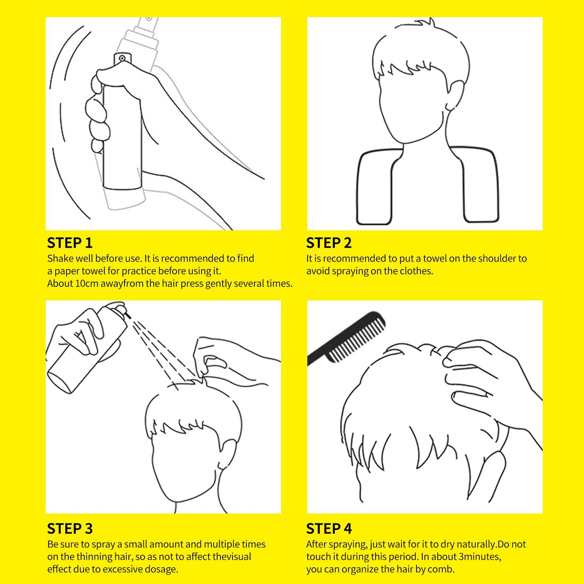 Hair Building Fibers Spray – Instant Thickening Powder, 80ml Black