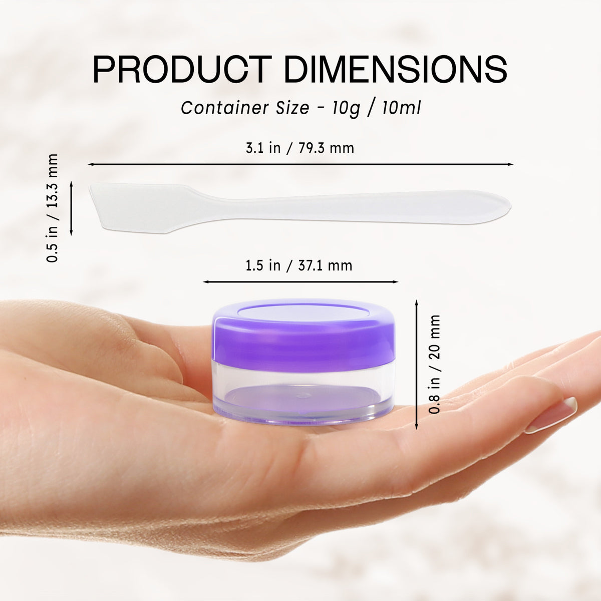 72-Pack 10G Cosmetic Sample Jars with Spatulas - Reusable Acrylic Containers