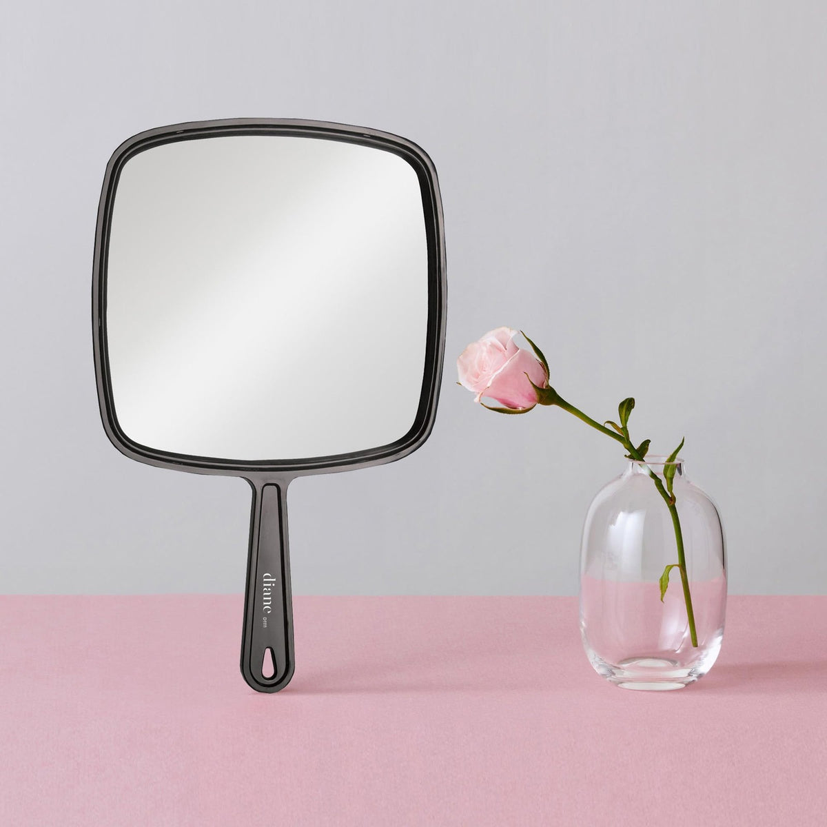 Professional Handheld Mirror with Handle - 12x9 Inches, Black