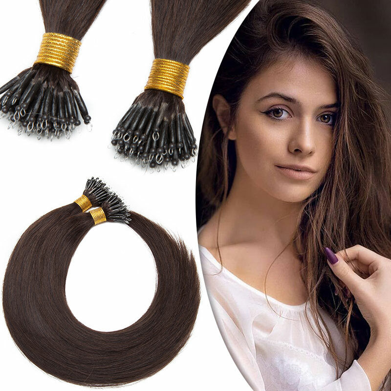 Nano Loop Human Hair Extensions Micro Beads Thick Real Remy Hair 16-22in