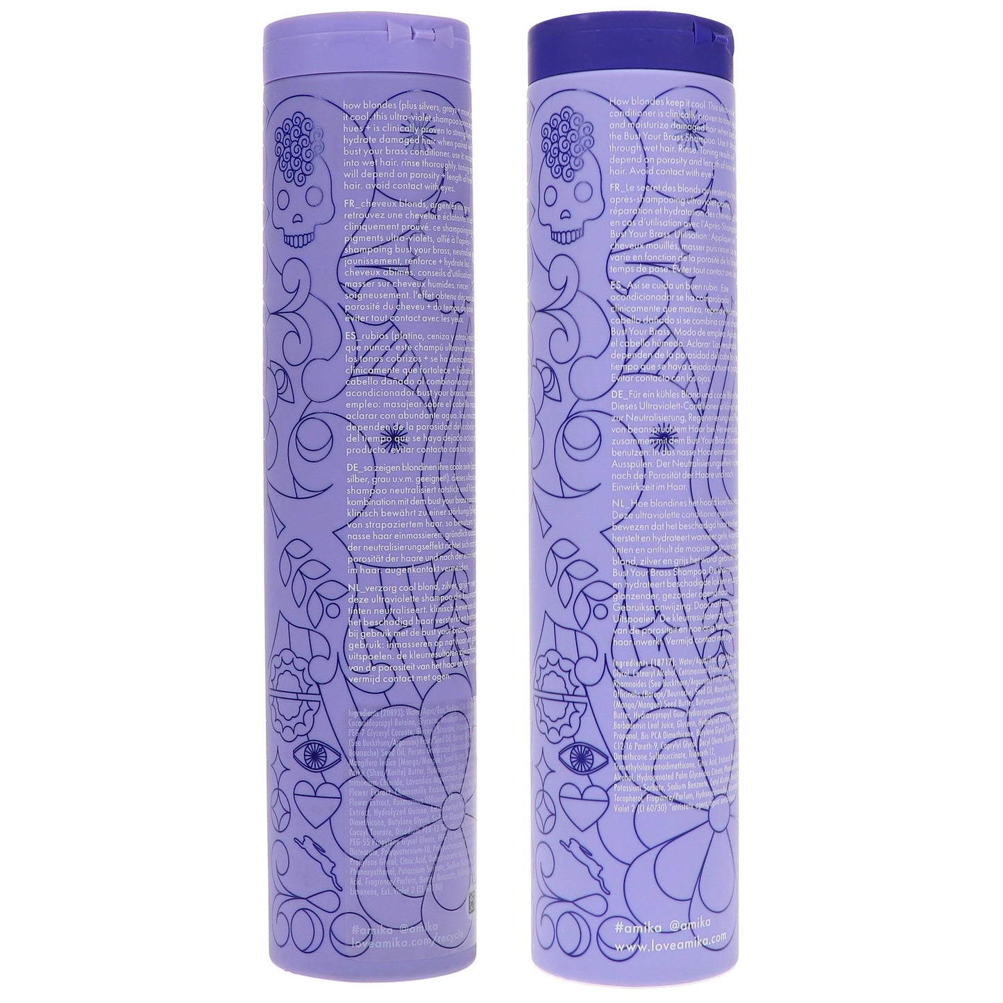Blonde Hair Purple Shampoo & Conditioner Set - Amika Bust Your Brass 9.2 oz