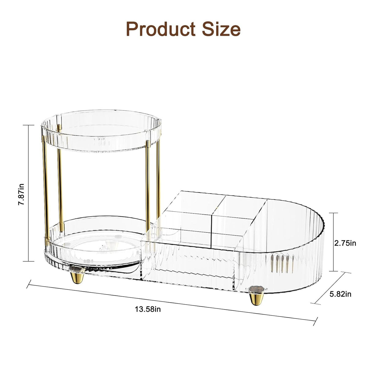 Rotating Makeup Organizer with 5 Compartments for Vanity and Countertop
