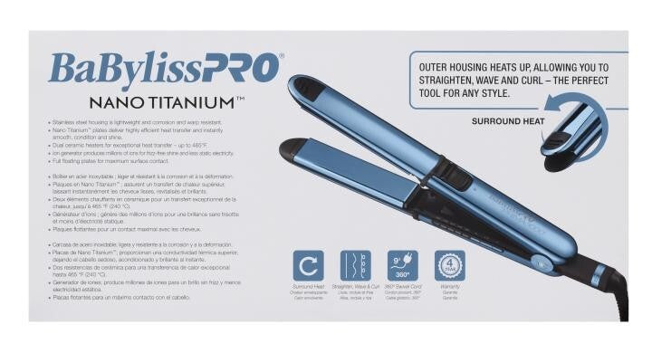 BaBylissPRO Nano Titanium Prima3000 1 ¼" Black & Blue Flat Iron |