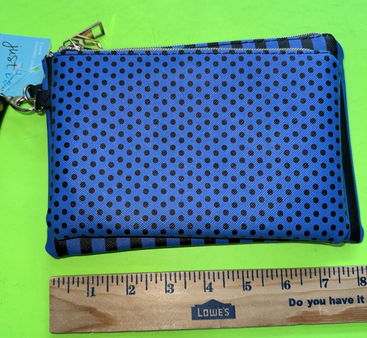 2-Pack Cosmetic Pouch Wristlet Set - Blue & Black Travel Organizer