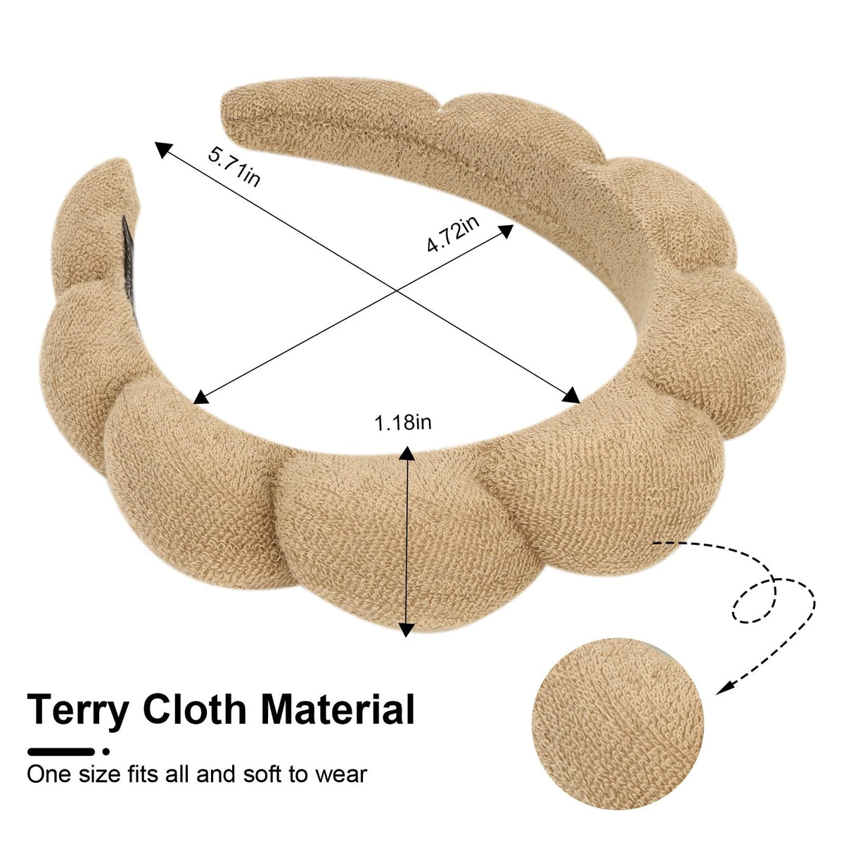 3 Pack Terry Cloth Spa Headbands with Sponge for Skincare and Hair