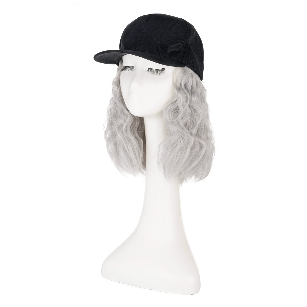 Women Wavy Wig Baseball Cap with Synthetic Hair Adjustable Dad Hat Natural Look