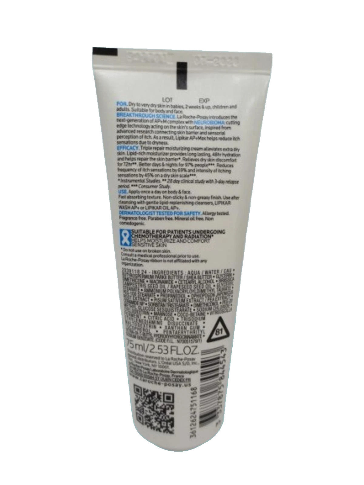 LA ROCHE POSAY LIPIKAR AP+MAX TRIPLE REPAIR MOISTURIZING CREAM 2.53