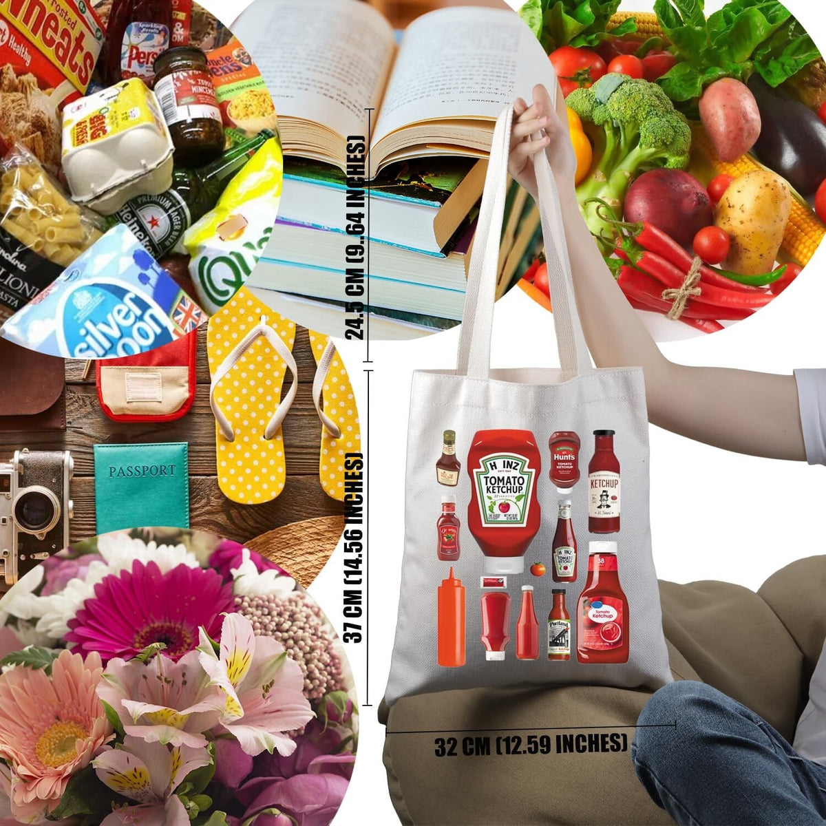 Ketchup Lover Gift Tote Bag Foodie Gift Handbag for Women