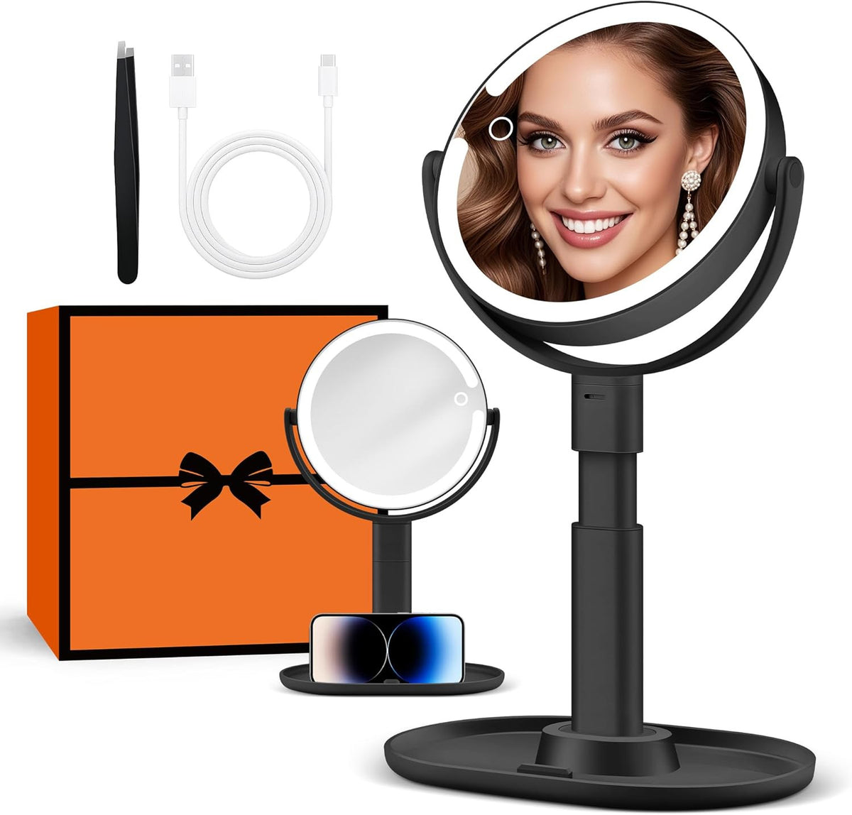 Lighted Magnifying Makeup Mirror with 30X Magnification and Adjustable Lighting