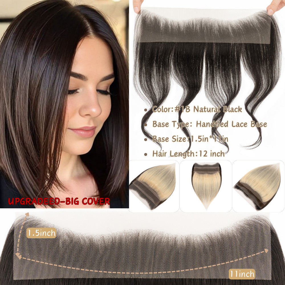 Women Hairline Receding Hair Topper Cover-Up with Lace/PU Base - Human Hair