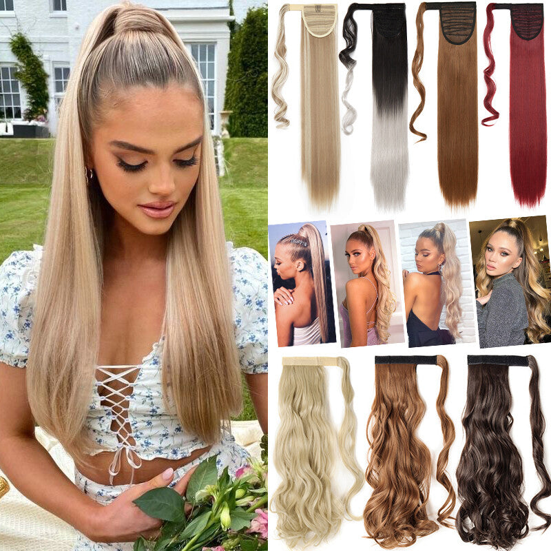 Clip-In Thick Hair Ponytail Extension - Real Human Hair, Various Lengths & Colors