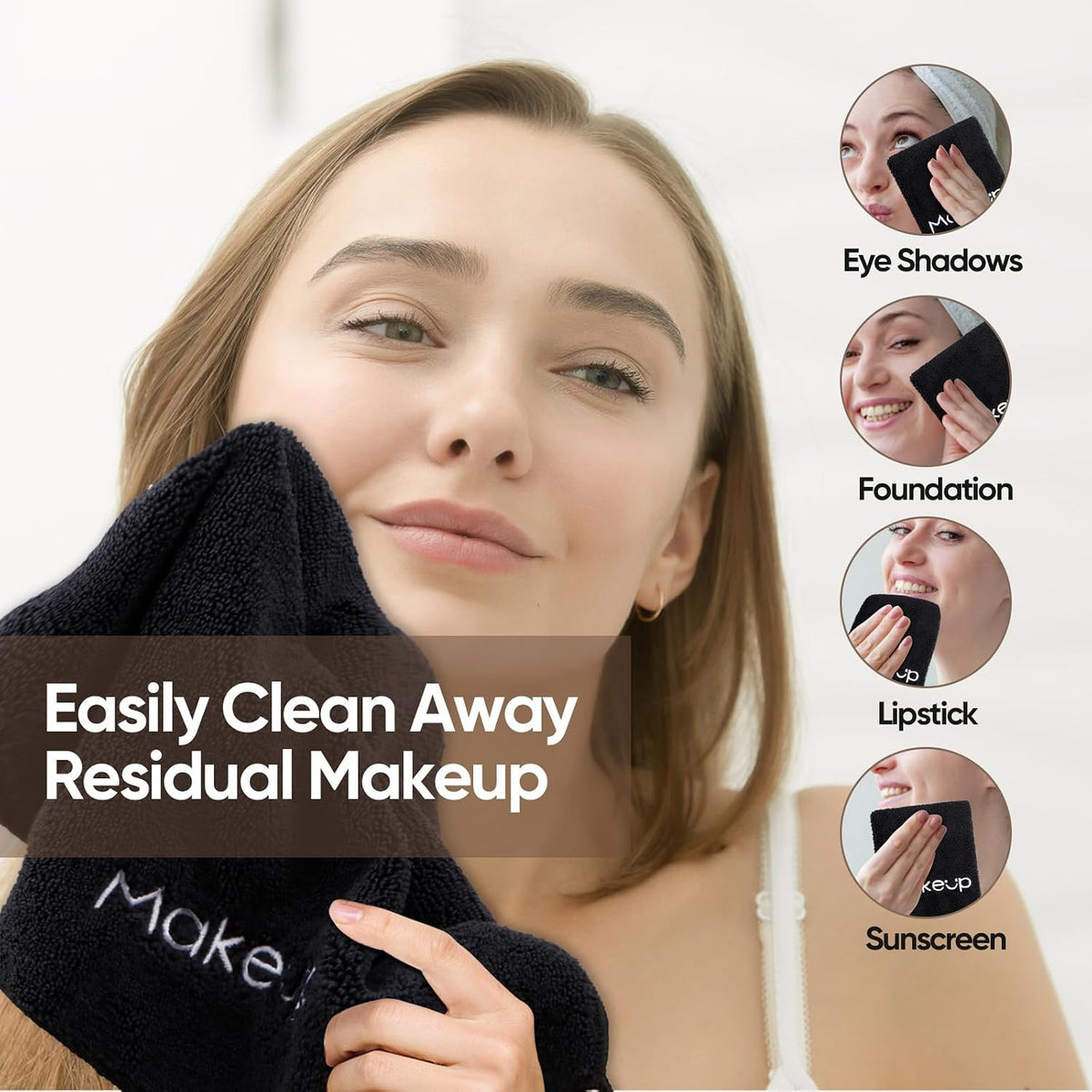 Reusable Microfiber Makeup Remover Cloths 6 Pack - Soft Face Cleansing Towels