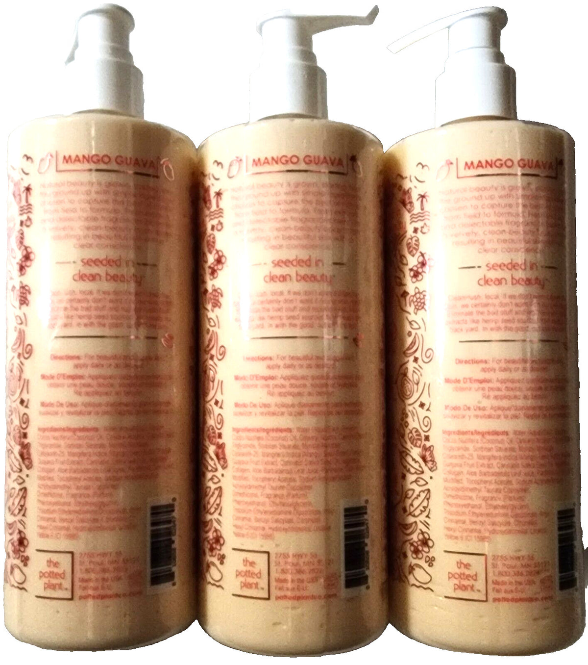 Mango Guava Moisturizer Lotion with Hemp Seed Oil - 3 Pack