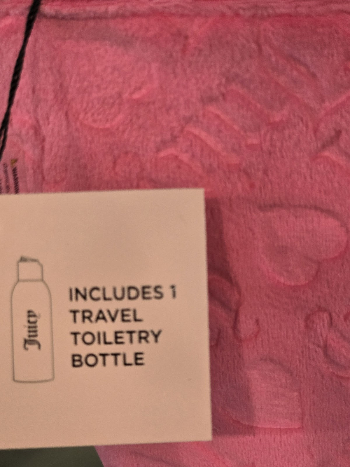 Pink Velour Travel Cosmetic Bag with Toiletry Bottle - Juicy Couture