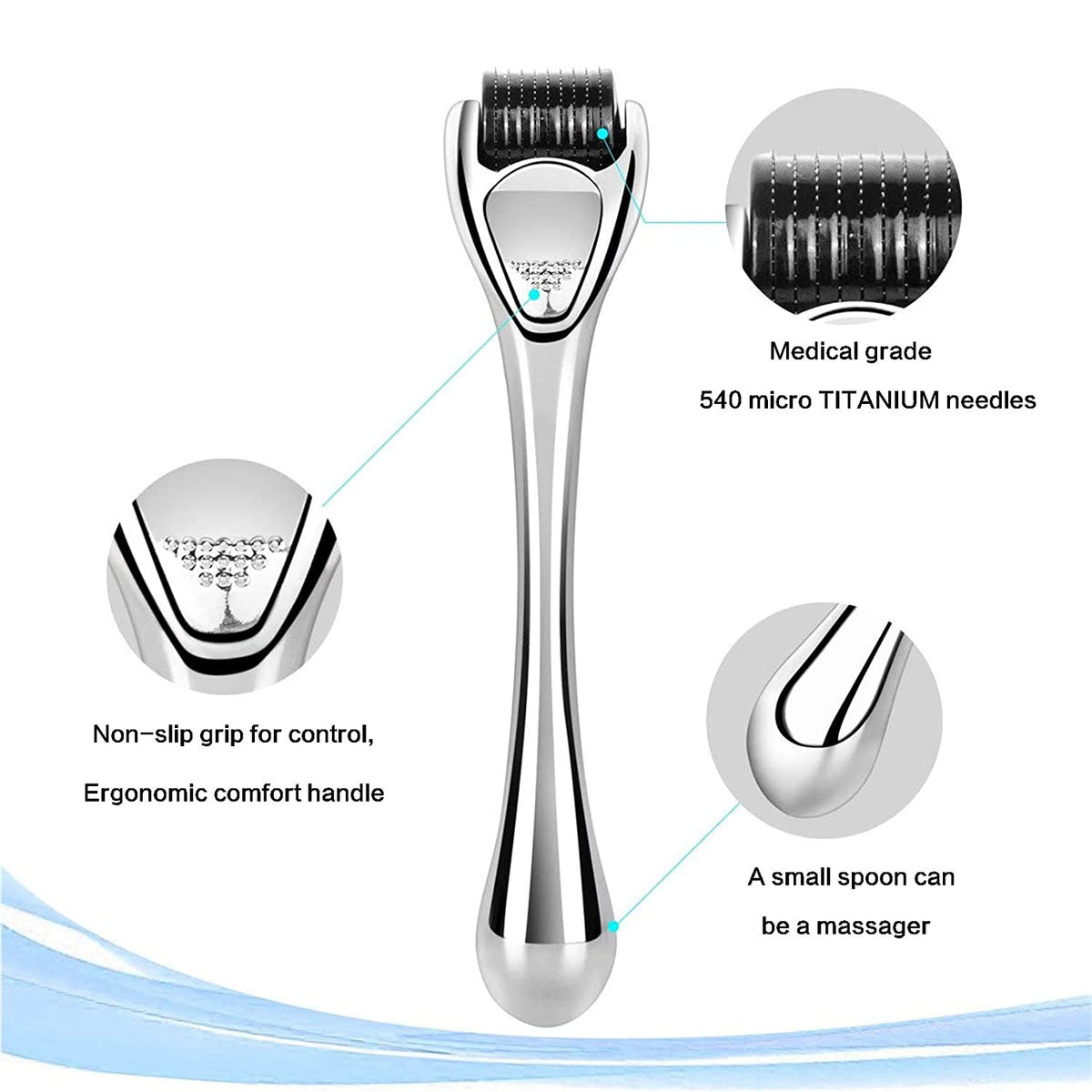 Derma Skin Roller with Titanium Micro Needles for Face & Hair Regrowth