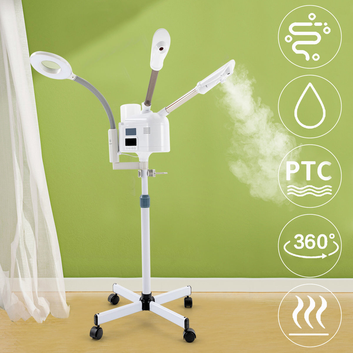 3-in-1 Facial Steamer with LED Magnifying Lamp for Skincare Home Spa