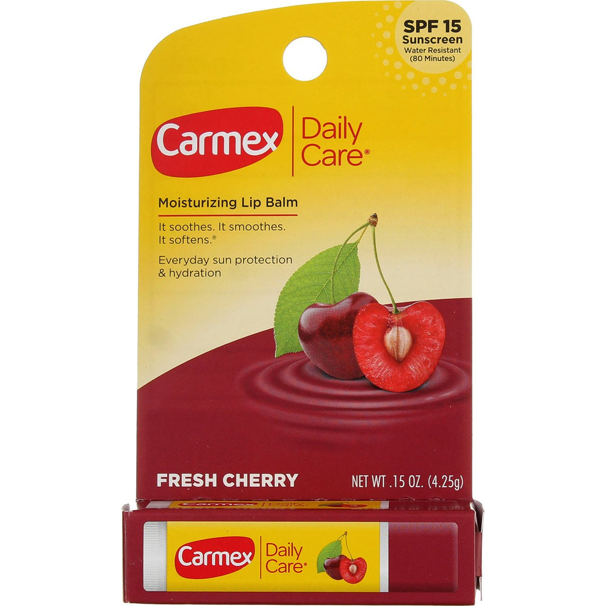 Moisturizing Lip Balm Stick with SPF 15 - Fresh Cherry, Water-Resistant, 6 Pack
