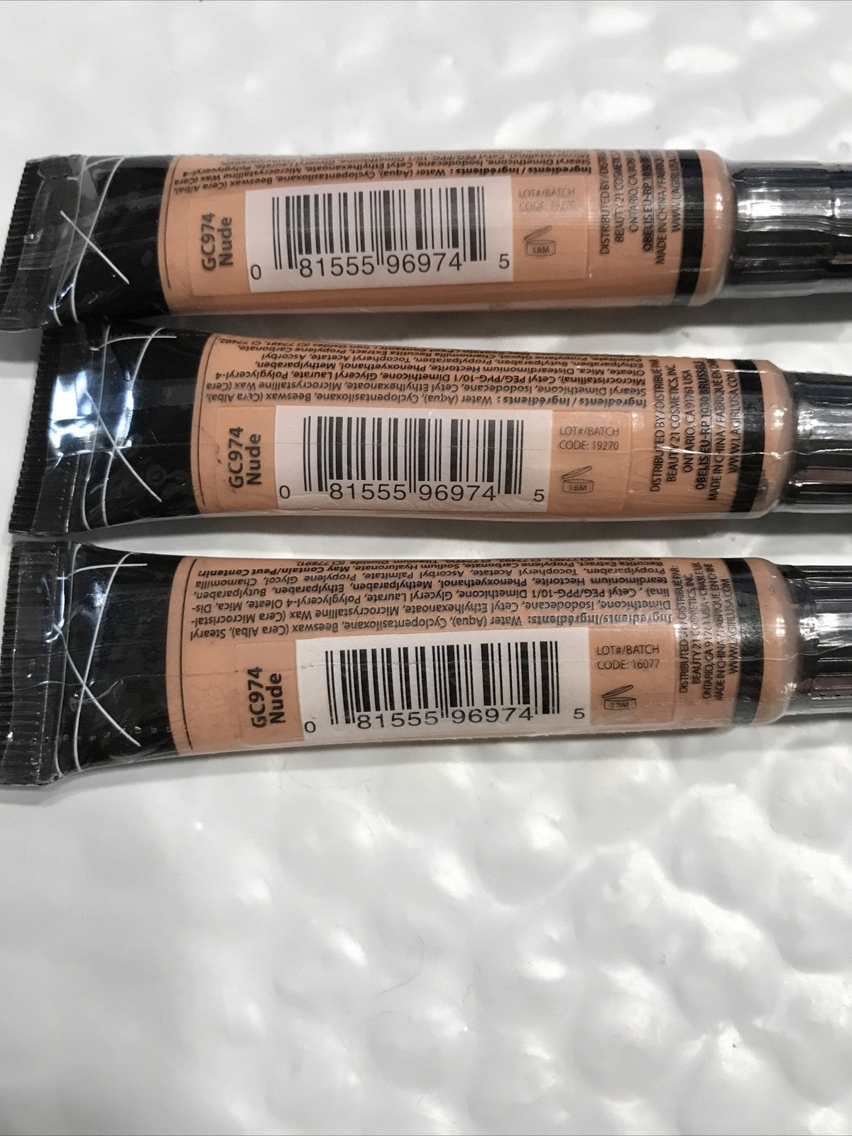 3-Pack HD Concealer Tubes - Nude Finish, Long-Lasting, Sealed