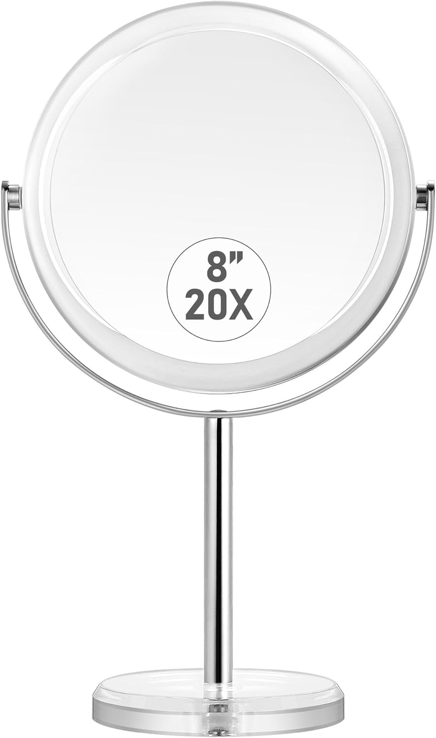 Double-Sided Magnifying Makeup Mirror with Stand - 1X & 20X