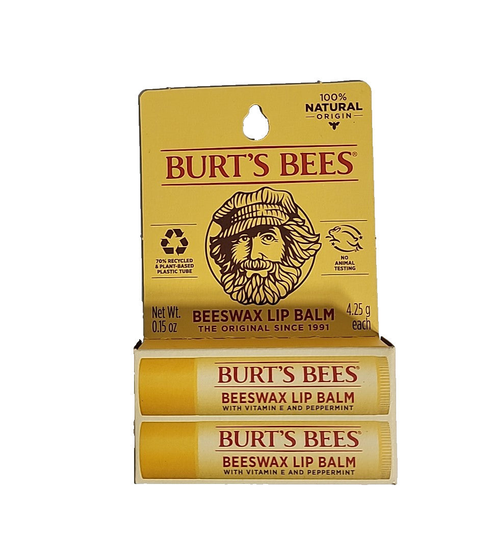 4-Pack Burt's Bees Lip Balm Beeswax 0.15 Oz - Natural Moisturizing Lip Care