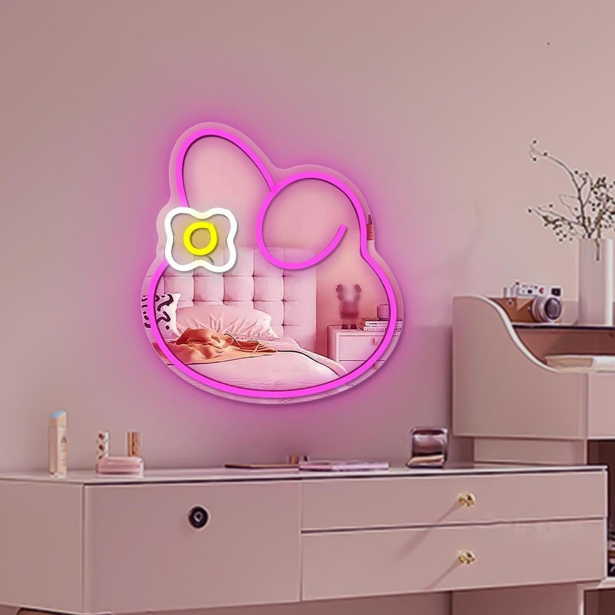 Dimmable Anime Melody Neon Mirror Sign for Bedroom & Dresser