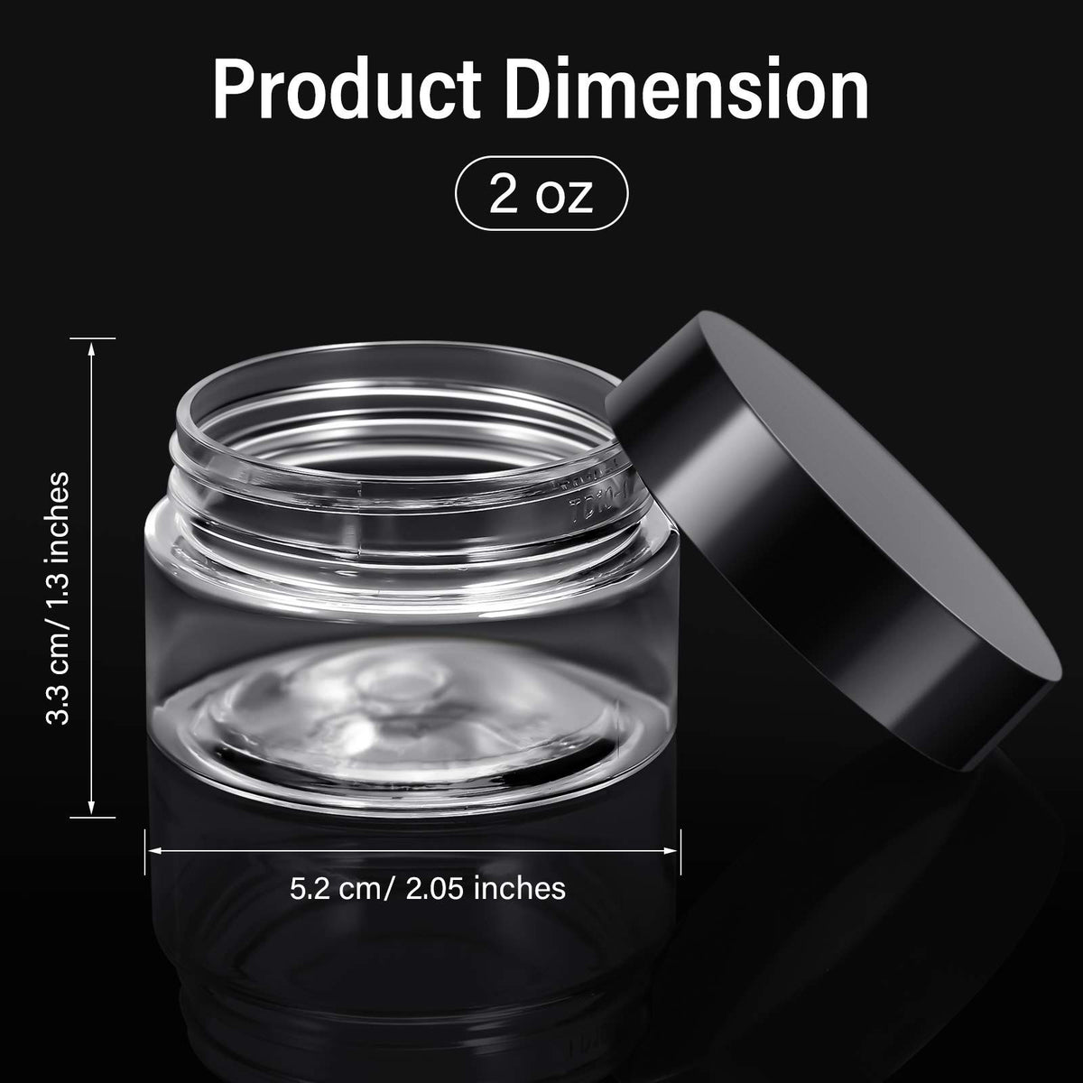 1oz Refillable Clear Plastic Cosmetic Jars with Leakproof Lids – Set of 6