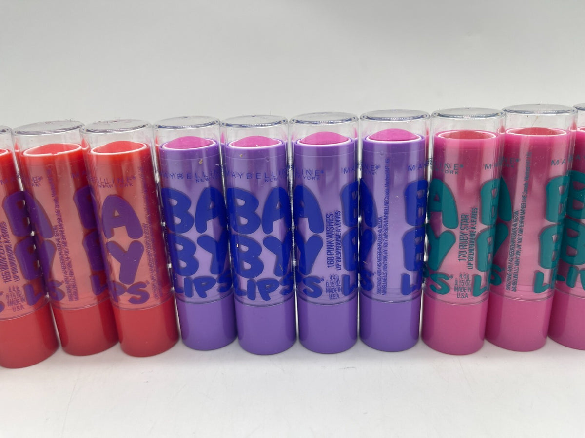 Bulk Lip Balm Set - Maybelline Baby Lips Winter Flush Pink Wishes Ruby Star 4 Pack, Lot of 12