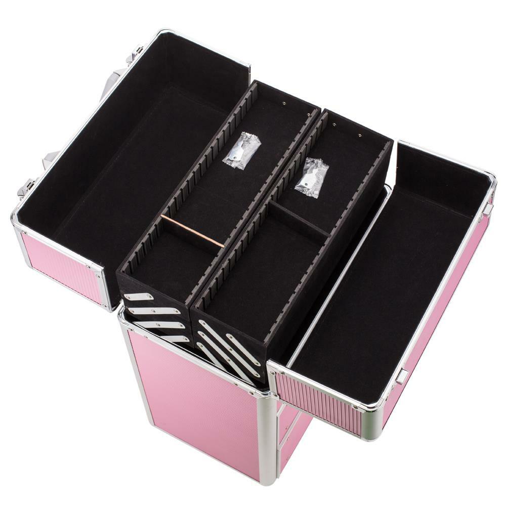Large Extendable Makeup Train Case with Lockable Compartments & Trolley