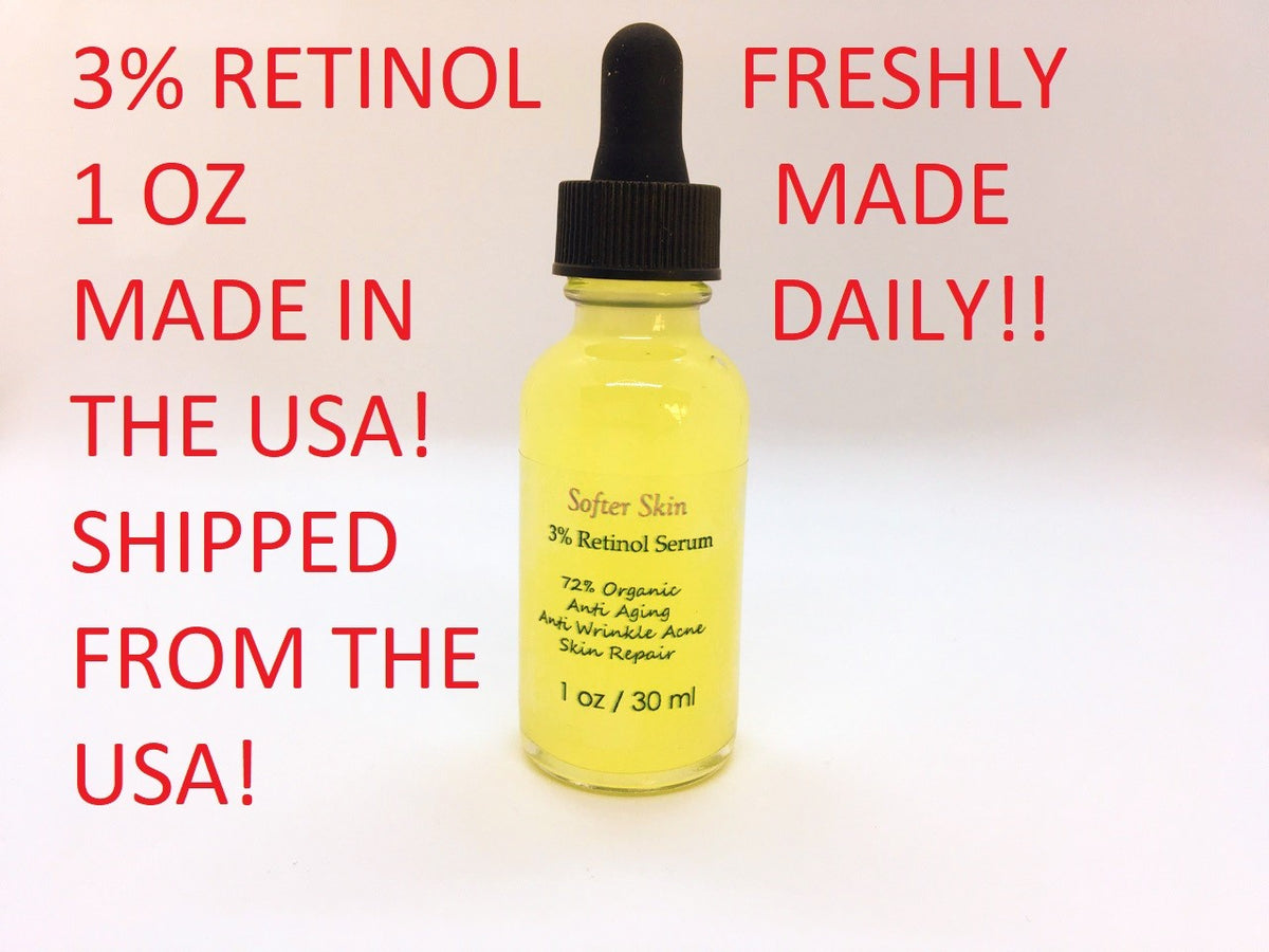 Retinol 3% Serum - Organic Hyaluronic Acid Anti-Aging Skin Treatment 1oz