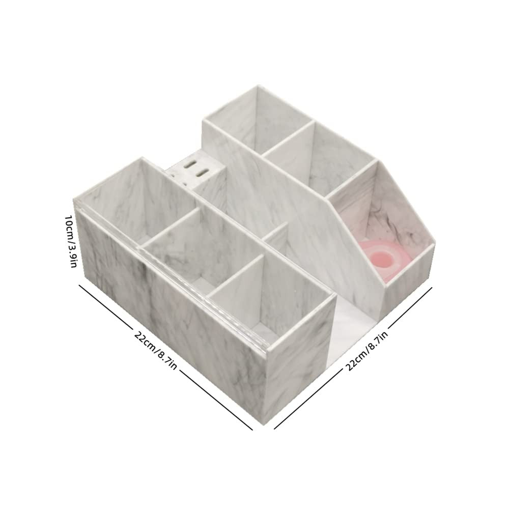Large Capacity Acrylic Makeup Organizer for Eyelash & Beauty Tools - White Marble Style