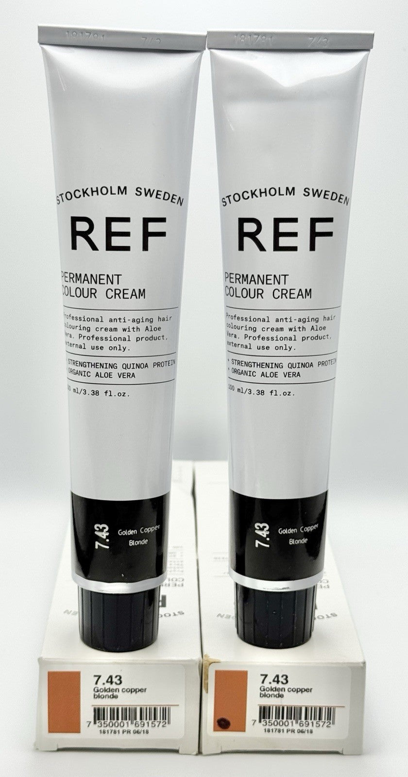 REF Professional Anti-Aging Hair Color 7.43 Golden Copper Blonde - 2x