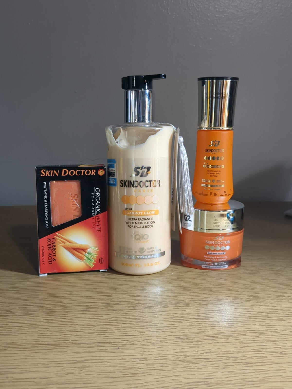 Carrot Glow Body Lotion 400ml with Face Cream Serum & Soap - Lightening & Brightening