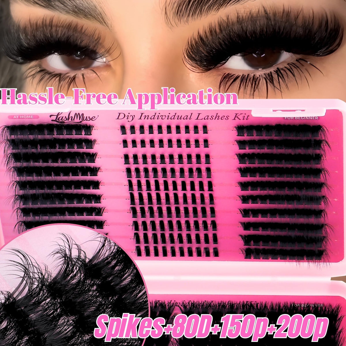 Volume Lash Clusters Kit with Spikes 80D 150D 200D for Dramatic Eye Makeup