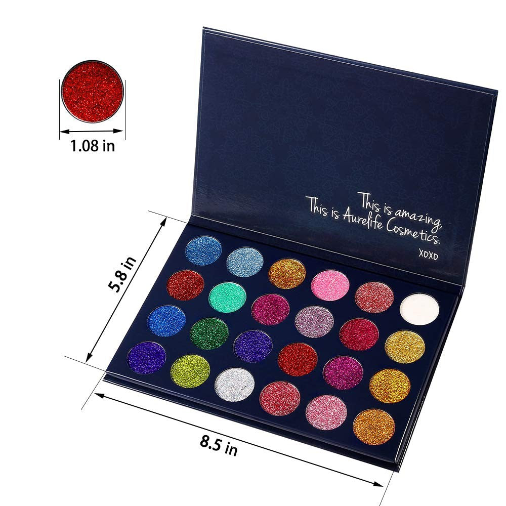 24 Color Glitter Eyeshadow Palette - Long Lasting Waterproof Sparkle Makeup
