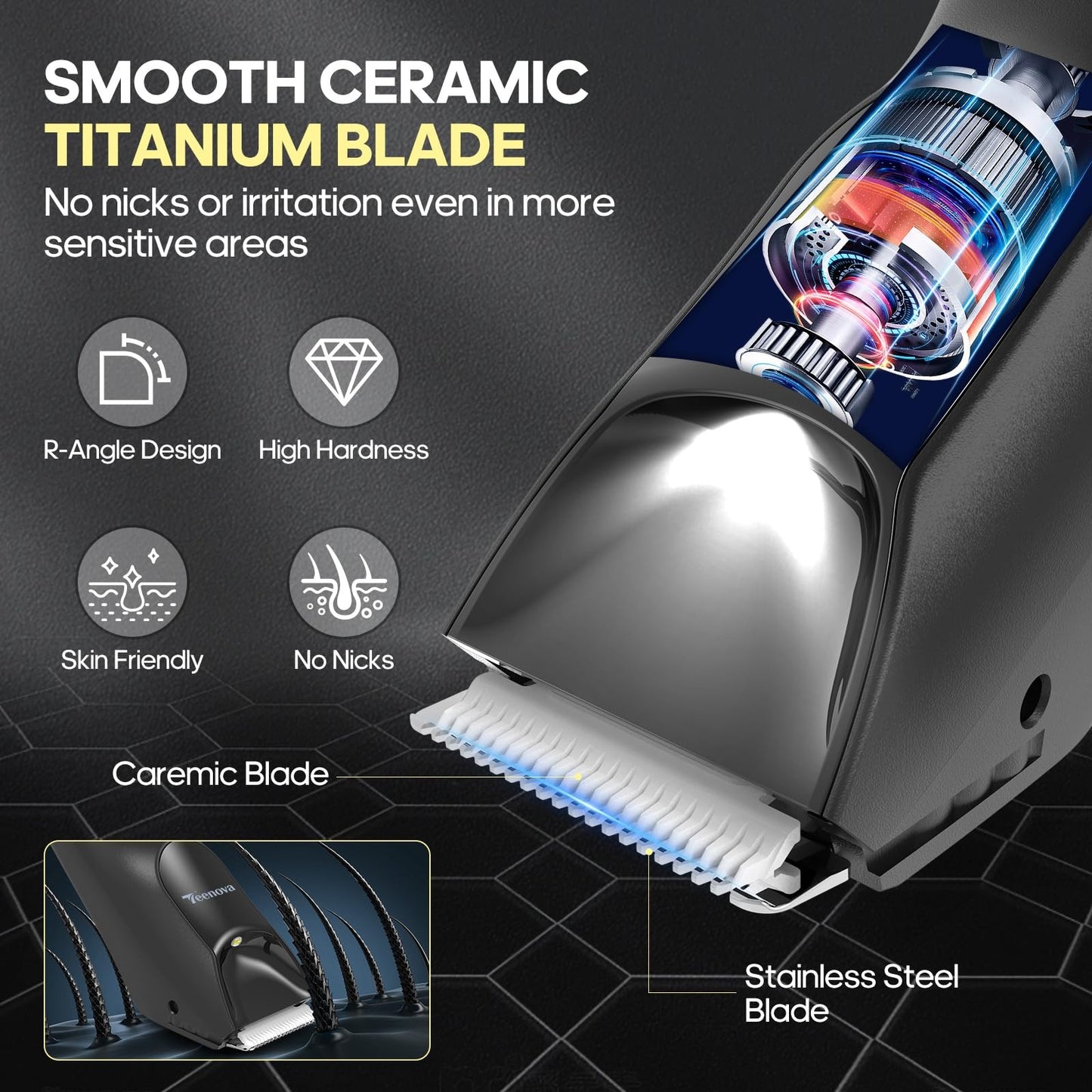 Men's Body Hair Trimmer with 3-in-1 Ceramic Blade & Waterproof Design